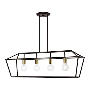 Devone - 4 Light Linear Chandelier In Transitional Style-19 Inches Tall and 10 Inches Wide