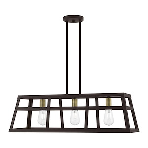 Schofield - 3 Light Linear Chandelier In Transitional Style-16 Inches Tall and 10 Inches Wide