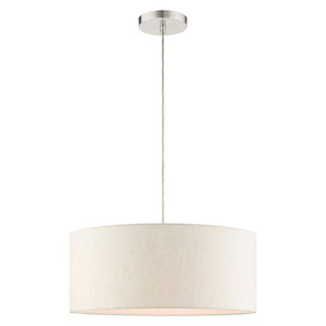 Meadow - 3 Light Drum Pendant in Minimalist Style - 18 Inches wide by 12 Inches high