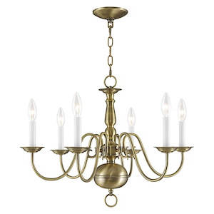 Williamsburgh - 6 Light Chandelier in Traditional Style - 24 Inches wide by 18 Inches high