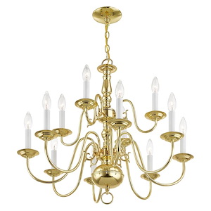 Williamsburgh - 12 Light Chandelier in Traditional Style - 26 Inches wide by 23 Inches high
