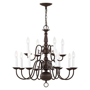 Williamsburgh - 12 Light Chandelier in Traditional Style - 26 Inches wide by 23 Inches high