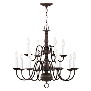 Williamsburgh - 12 Light Chandelier in Traditional Style - 26 Inches wide by 23 Inches high