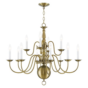 Williamsburgh - 12 Light Chandelier in Traditional Style - 32 Inches wide by 25.75 Inches high