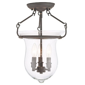Canterbury - 3 Light Semi-Flush Mount in Traditional Style - 12 Inches wide by 16 Inches high