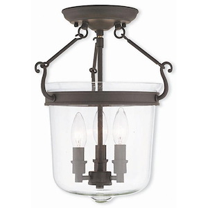 Rockford - 3 Light Semi-Flush Mount in Traditional Style - 12 Inches wide by 14.75 Inches high