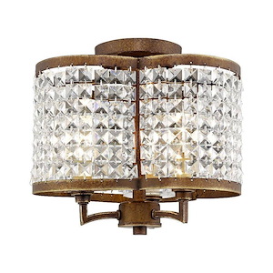 Grammercy - 3 Light Semi-Flush Mount in New Traditional Style - 12 Inches wide by 11 Inches high