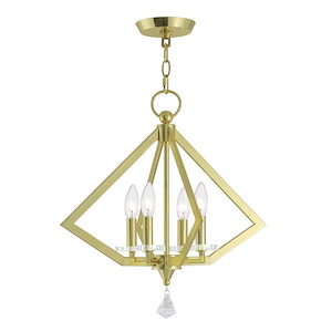 Diamond - 4 Light Chandelier in Mid Century Modern Style - 18 Inches wide by 18.5 Inches high - 443907