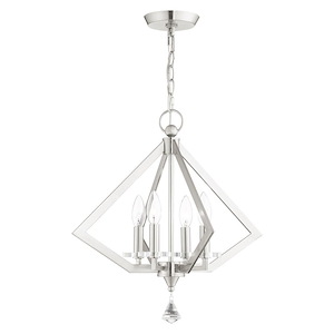 Diamond - 4 Light Chandelier in Mid Century Modern Style - 18 Inches wide by 18.5 Inches high