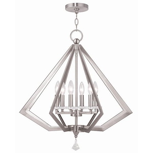 Diamond - 6 Light Chandelier in Mid Century Modern Style - 25 Inches wide by 26 Inches high