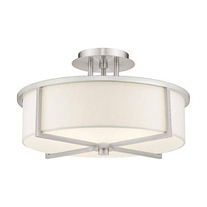 Wesley - 3 Light Semi-Flush Mount in Modern Style - 16 Inches wide by 9.25 Inches high
