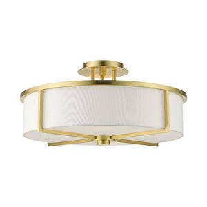 Wesley - 4 Light Semi-Flush Mount in Contemporary Style - 19 Inches wide by 9.25 Inches high