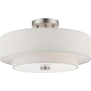Meridian - 3 Light Semi-Flush Mount In Transitional Style-8.25 Inches Tall and 15 Inches Wide