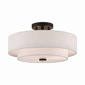 Meridian - 3 Light Semi-Flush Mount In Transitional Style-8.25 Inches Tall and 15 Inches Wide - 1220018