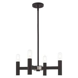 Copenhagen - 4 Light Mini Chandelier in Mid Century Modern Style - 20 Inches wide by 18.5 Inches high