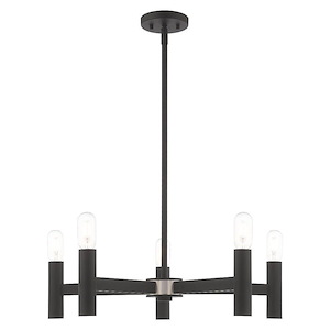 Copenhagen - 5 Light Chandelier in Mid Century Modern Style - 25 Inches wide by 18.5 Inches high