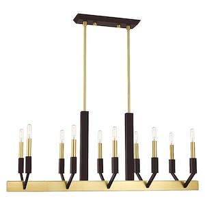 Beckett - 10 Light Linear Chandelier in Industrial Style - 12 Inches wide by 24.5 Inches high