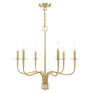 Lisbon - 6 Light Chandelier in Farmhouse Style - 26 Inches wide by 25 Inches high