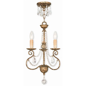 Isabella - 3 Light Mini Chandelier in French Country Style - 13 Inches wide by 20.75 Inches high