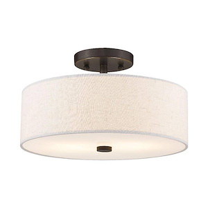 Meridian - 2 Light Semi-Flush Mount in Modern Style - 13 Inches wide by 7.5 Inches high