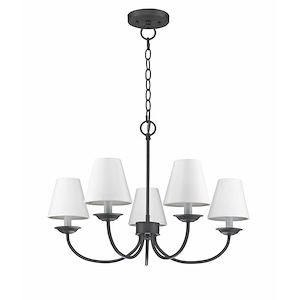 Mendham - 5 Light Convertible Mini Chandelier/Semi-Flush Mount in Modern Farmhouse Style - 25 Inches wide by 17 Inches high