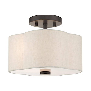 Solstice - 2 Light Semi-Flush Mount in French Country Style - 11 Inches wide by 8.5 Inches high