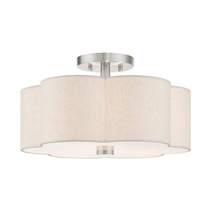 Solstice - 3 Light Semi-Flush Mount in French Country Style - 15 Inches wide by 8.5 Inches high