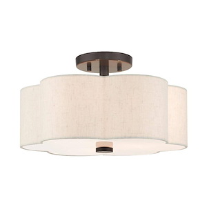 Solstice - 3 Light Semi-Flush Mount in French Country Style - 15 Inches wide by 8.5 Inches high
