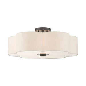 Solstice - 5 Light Semi-Flush Mount in French Country Style - 22 Inches wide by 9 Inches high