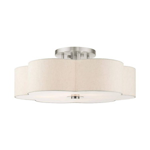 Solstice - 6 Light Semi-Flush Mount in French Country Style - 28 Inches wide by 11.25 Inches high