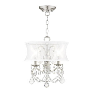 Newcastle - 3 Light Convertible Mini Chandelier in Glam Style - 13 Inches wide by 16.5 Inches high