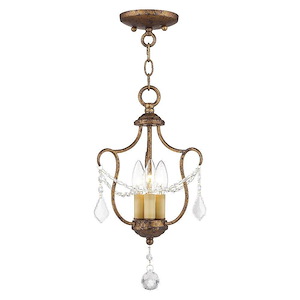 Chesterfield - 3 Light Convertible Mini Pendant in French Country Style - 10 Inches wide by 16 Inches high