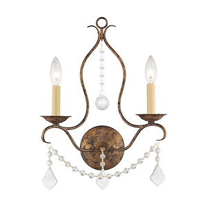 Chesterfield - 2 Light Wall Sconce in French Country Style - 12 Inches wide by 19.5 Inches high - 1029792