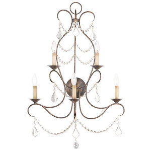Chesterfield - 5 Light Wall Sconce in French Country Style - 24 Inches wide by 31 Inches high