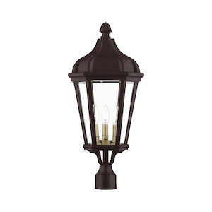 Morgan - 3 Light Outdoor Post Top Lantern in Traditional Style - 11 Inches wide by 25.25 Inches high