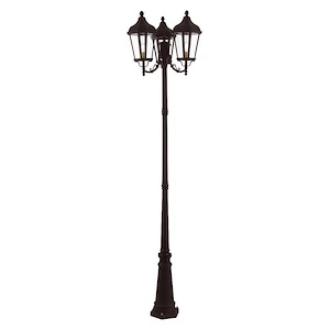 Morgan - 3 Light Outdoor 3 Head Post in Traditional Style - 25.5 Inches wide by 100 Inches high