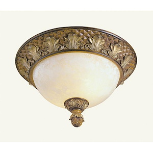 Savannah - 2 Light Flush Mount in French Country Style - 13.5 Inches wide by 7.75 Inches high