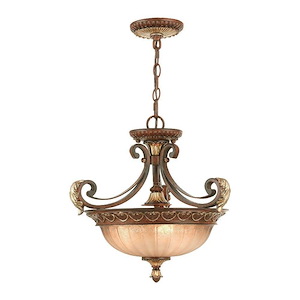 Villa Verona - 3 Light Convertible Inverted Pendant in Mediterranean Style - 17 Inches wide by 17.5 Inches high - 190461