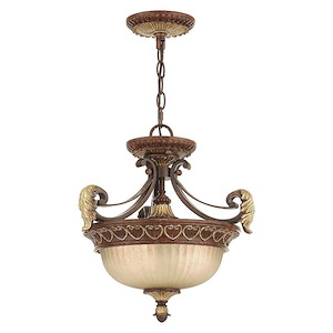 Villa Verona - 2 Light Convertible Inverted Pendant in Mediterranean Style - 15.25 Inches wide by 15.25 Inches high - 190644