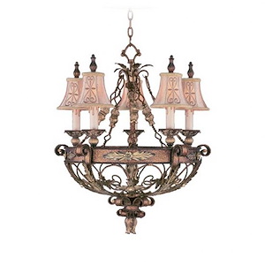 Pomplano - 5 Light Chandelier in French Country Style - 26 Inches wide by 28 Inches high - 190581
