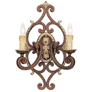 Seville - 2 Light Wall Sconce in French Country Style - 14.25 Inches wide by 21.25 Inches high - 190575