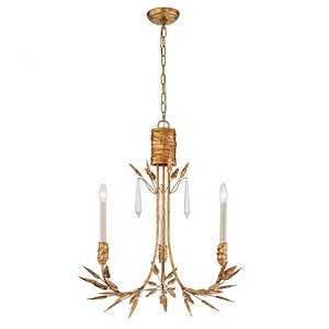 Palm d'Or - 3 Light Chandelier-29 Inches Tall and 24 Inches Wide - 1335331