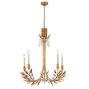 Palm d&#39;Or - 5 Light Chandelier-38 Inches Tall and 32 Inches Wide