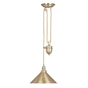 Provence - 1 Light Rise and Fall Pendant In Mid-Century Modern Style-37.8 Inches Tall and 14.6 Inches Wide
