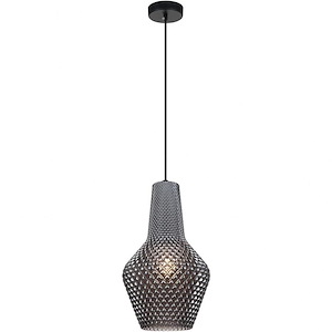 Quilted Gem-1 Light 100 Watt Pendant-10 Inch Wide and 18 Inch Tall