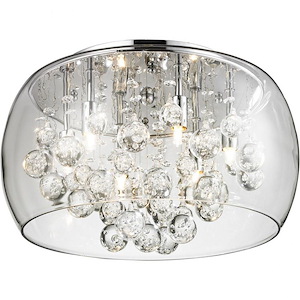 Glass-Encased Bubble Droplet-6 Light 40 Watt Ceiling Mount-20 Inch Wide and 10 Inch Tall