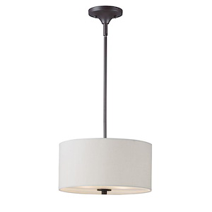 Bongo-Pendant 2 Light Oatmeal Fabric-13 Inches wide by 10.75 inches high - 657817