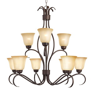 Basix-Nine Light 2-Tier Chandelier in Contemporary style-32 Inches wide by 32.75 inches high