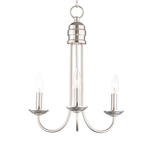 Logan-3 Light Candle Chandelier in Modern style-15.5 Inches wide by 19.25 inches high