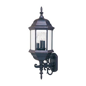 Cast-3 Light Outdoor Wall Lantern in Early American style-9.5 Inches wide by 25 inches high - 1213596